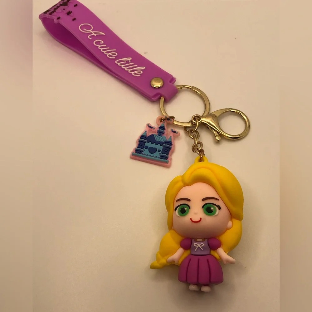 Pink Princess Keychain Castle Fairytale Kawaii Fantasy Rapunzel